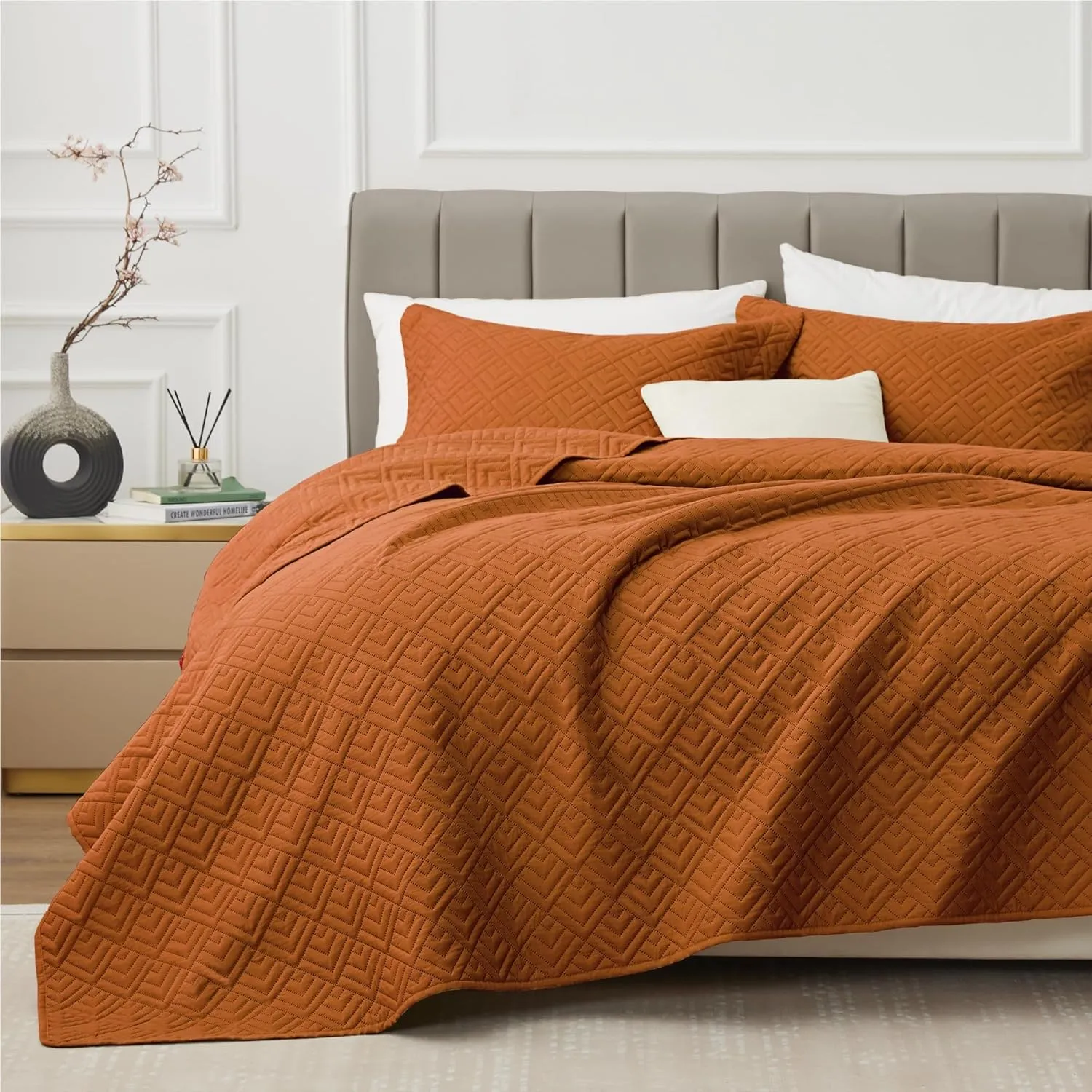Squares Quilt Set · Umber — EXQ Home quilt