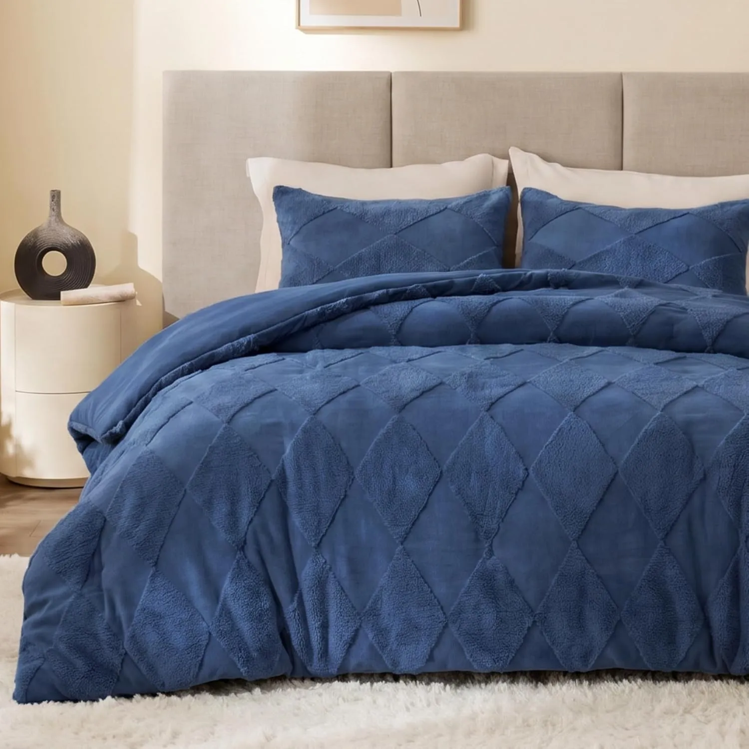 Tufted Diamond Comforter Set · Dark Blue, Full — EXQ Home comforter
