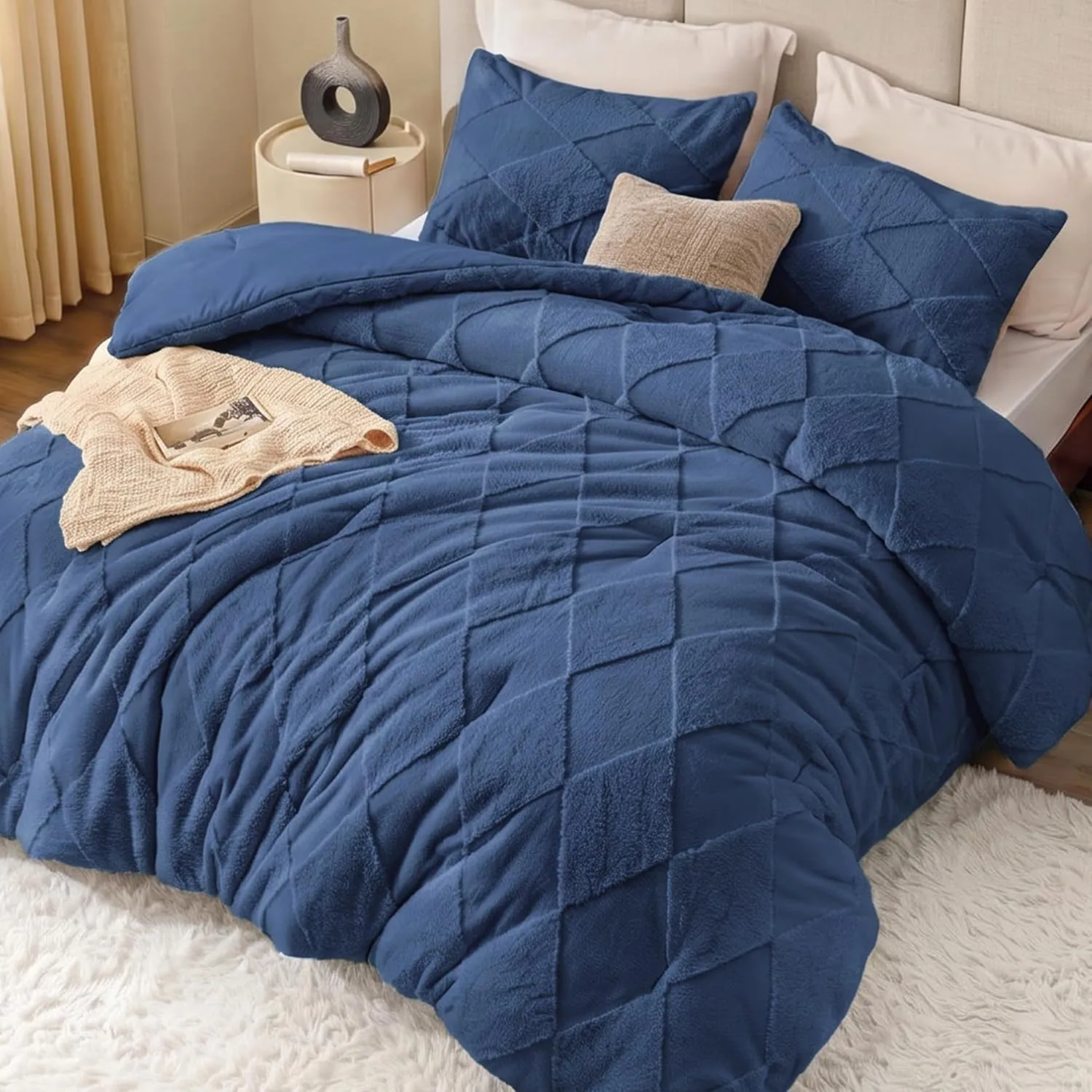 Tufted Diamond Comforter Set · Dark Blue, Full — EXQ Home comforter, photo 2