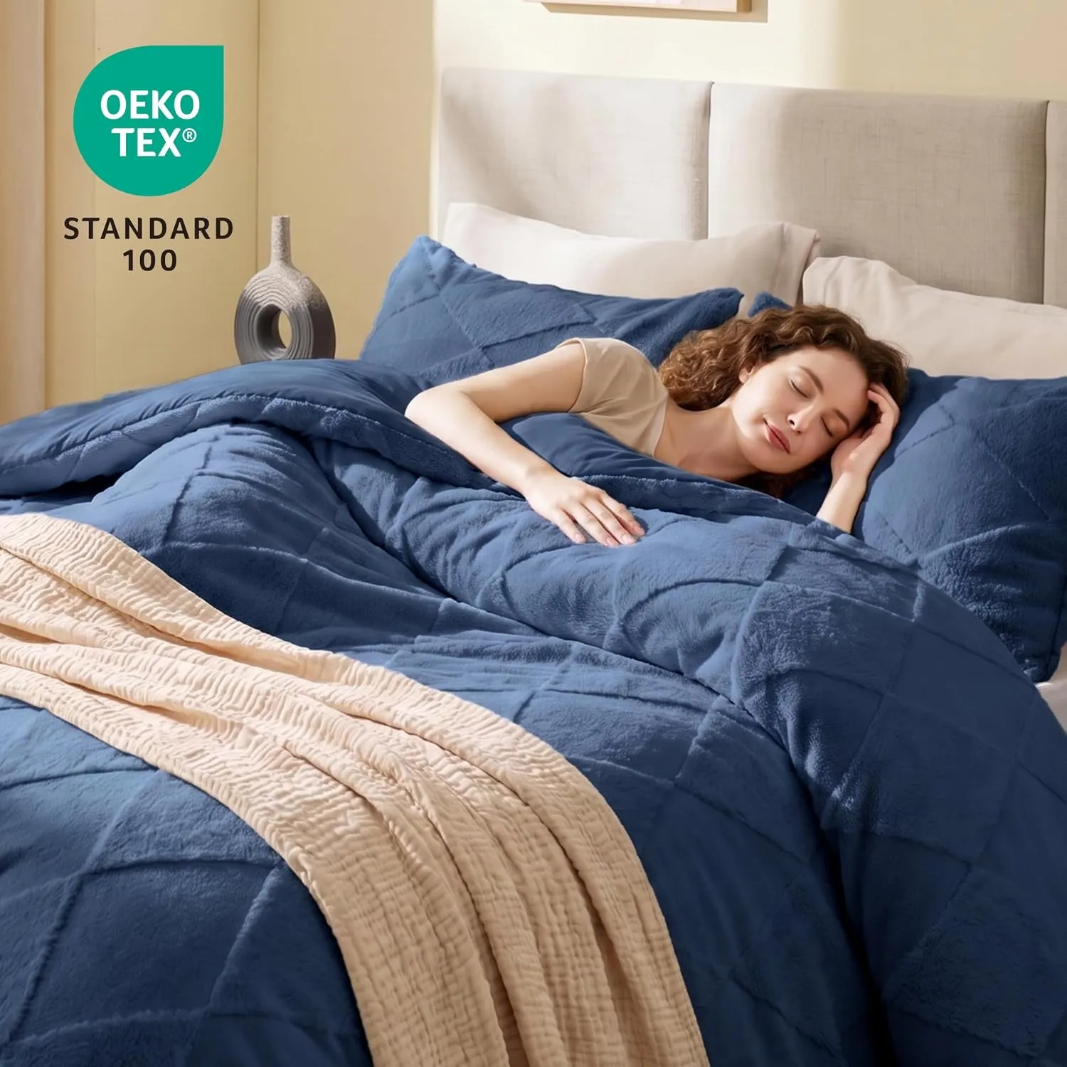 Tufted Diamond Comforter Set · Dark Blue, Full — EXQ Home comforter, photo 3
