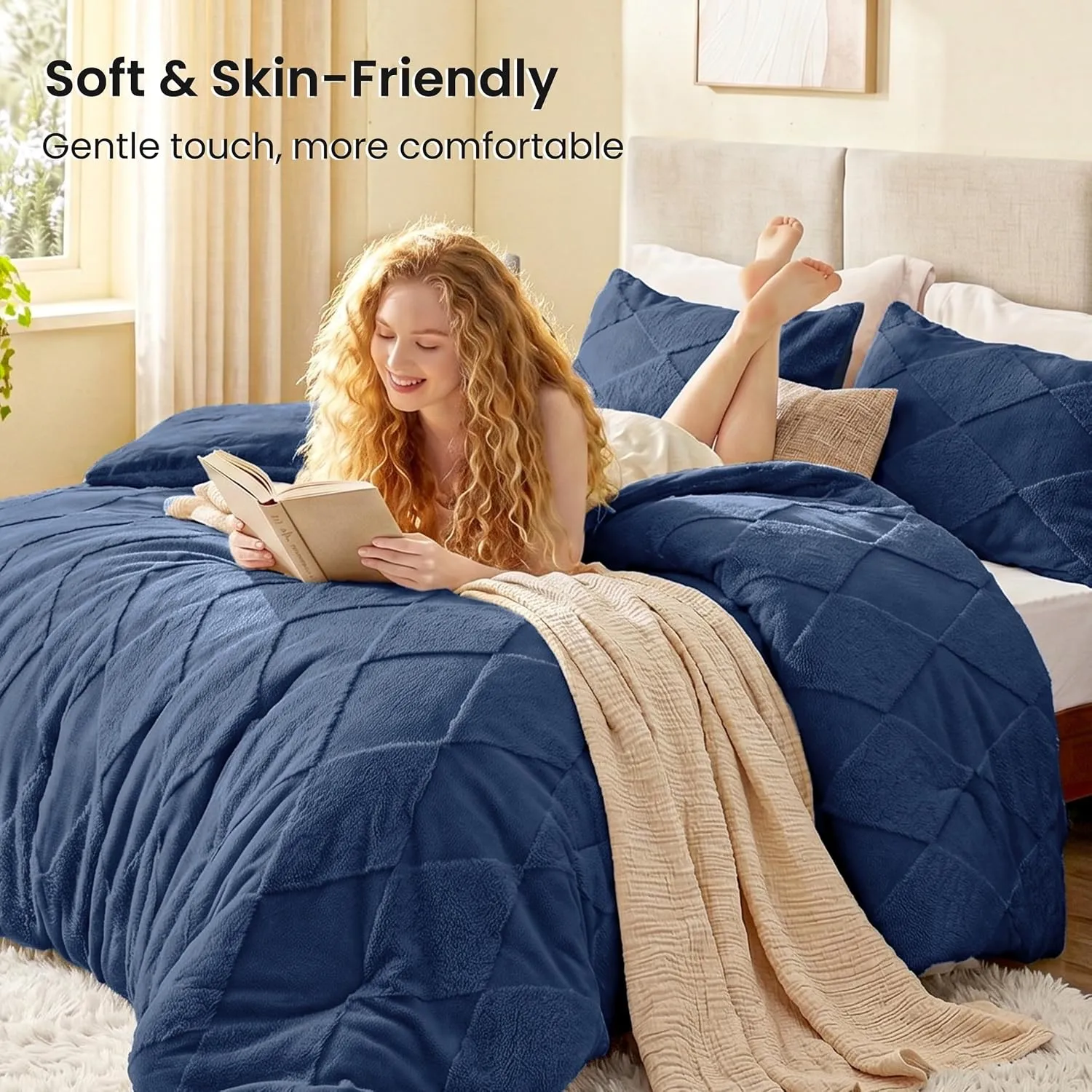 Tufted Diamond Comforter Set · Dark Blue, Full — EXQ Home comforter, photo 4